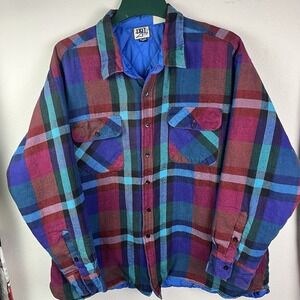 Vintage 90s Exit Zero Shacket Plaid Shirt Jacket Red Blue Green Button Up 3XL‎